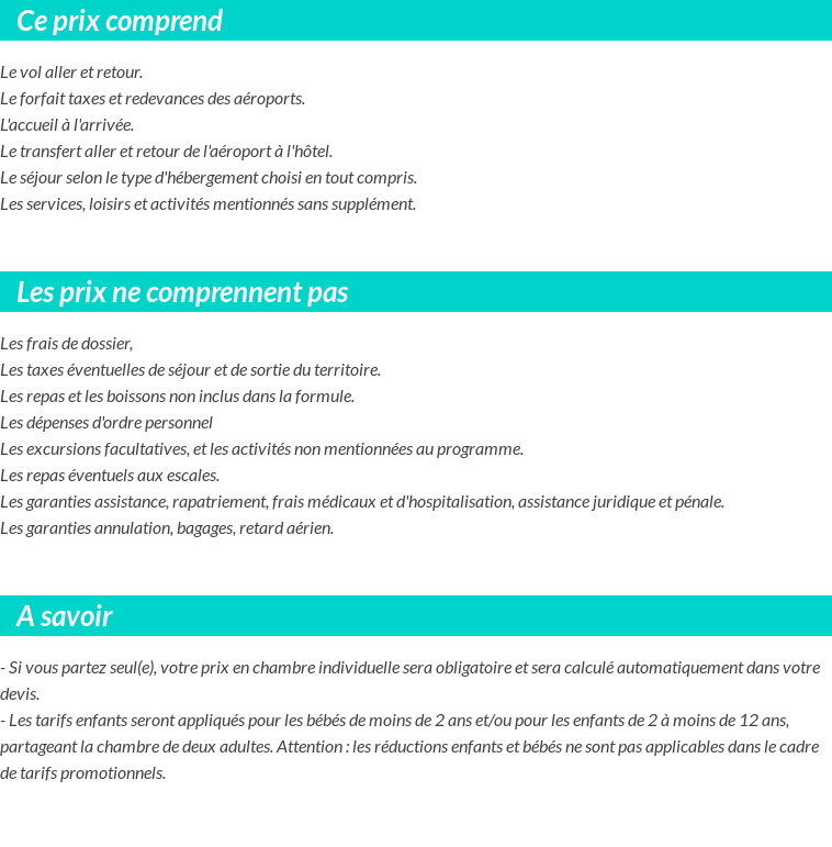 Conditions tarifaires