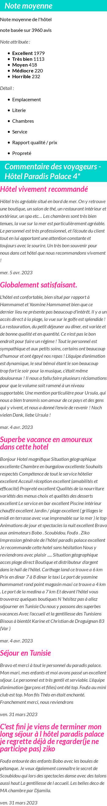Avis clients