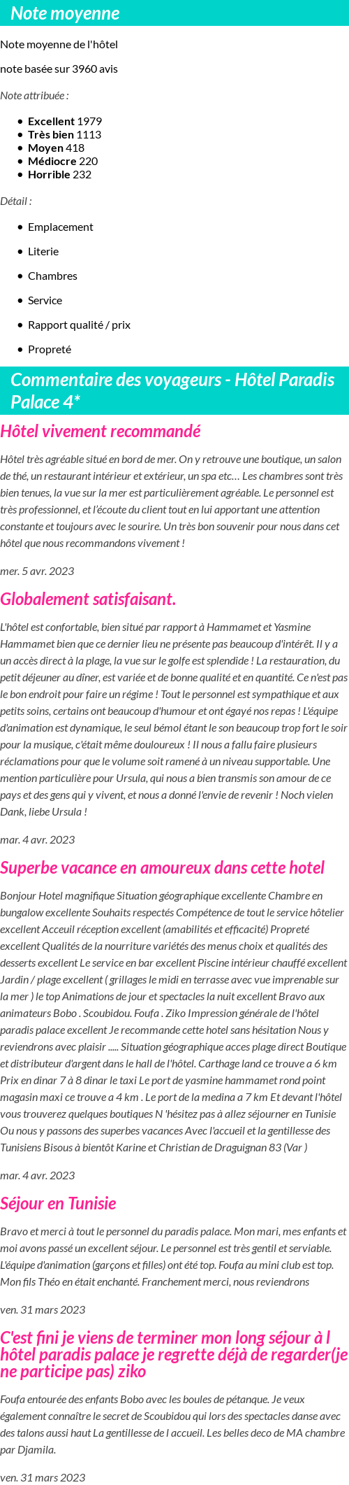Avis clients
