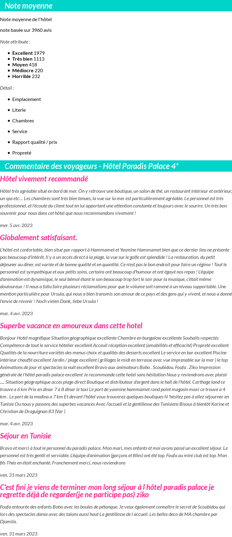 Avis clients