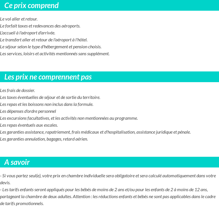 Conditions tarifaires