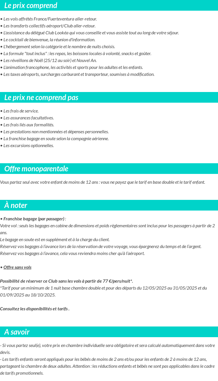 Conditions tarifaires