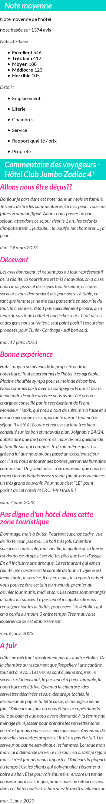 Avis clients