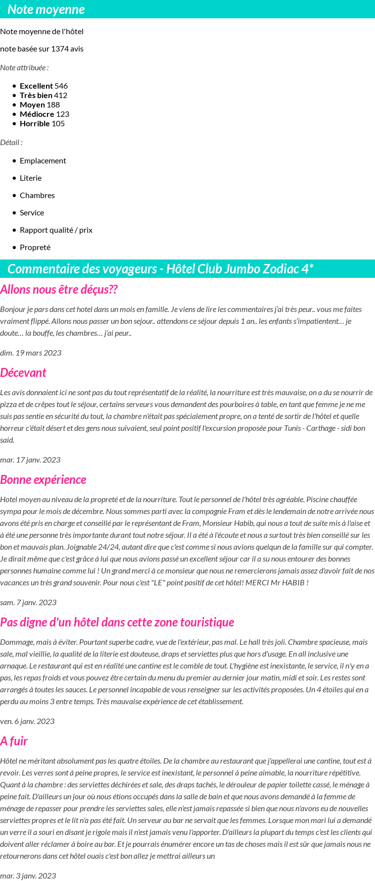 Avis clients