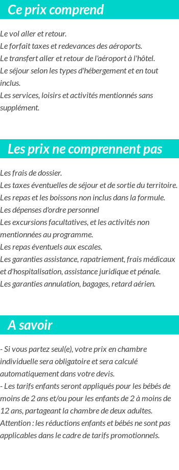 Conditions tarifaires