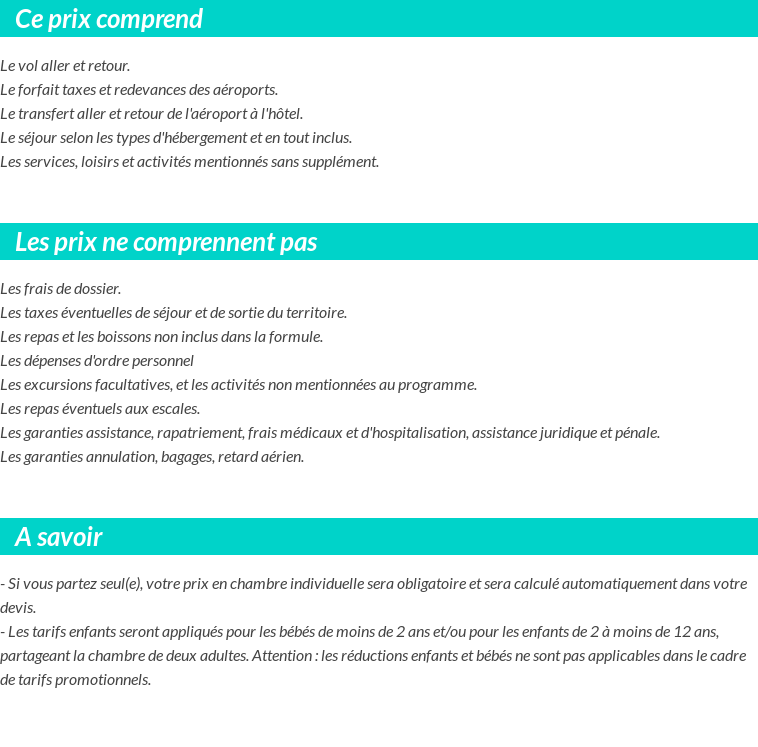 Conditions tarifaires
