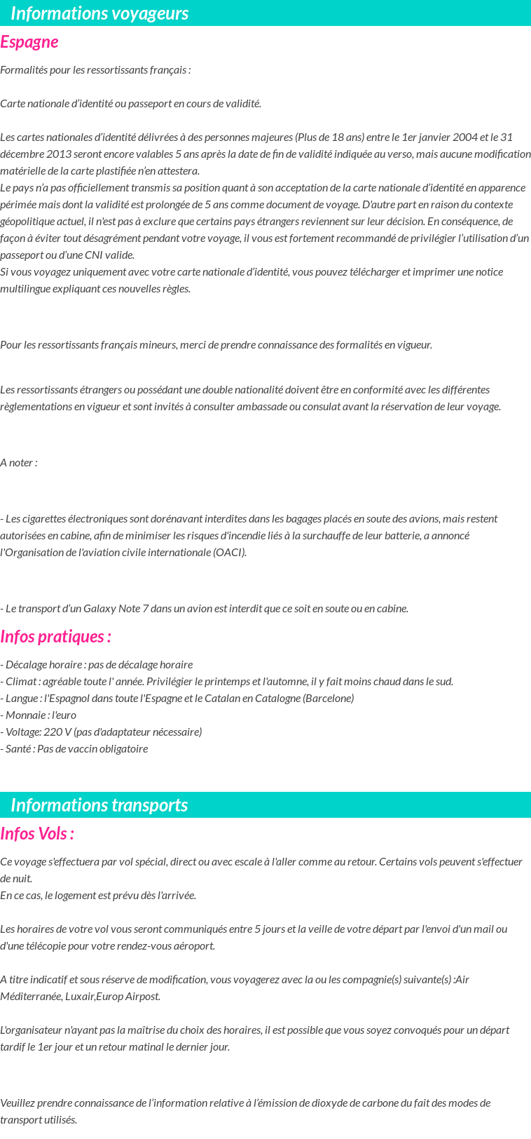 Formalités et infos voyageurs