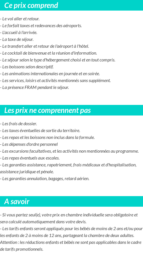 Conditions tarifaires