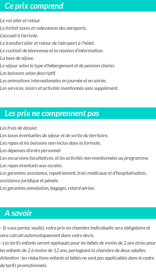 Conditions tarifaires