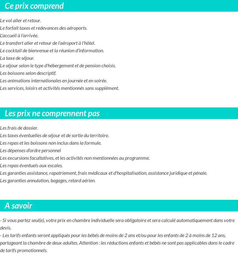 Conditions tarifaires