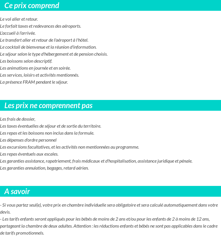 Conditions tarifaires