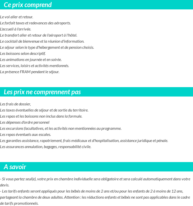 Conditions tarifaires