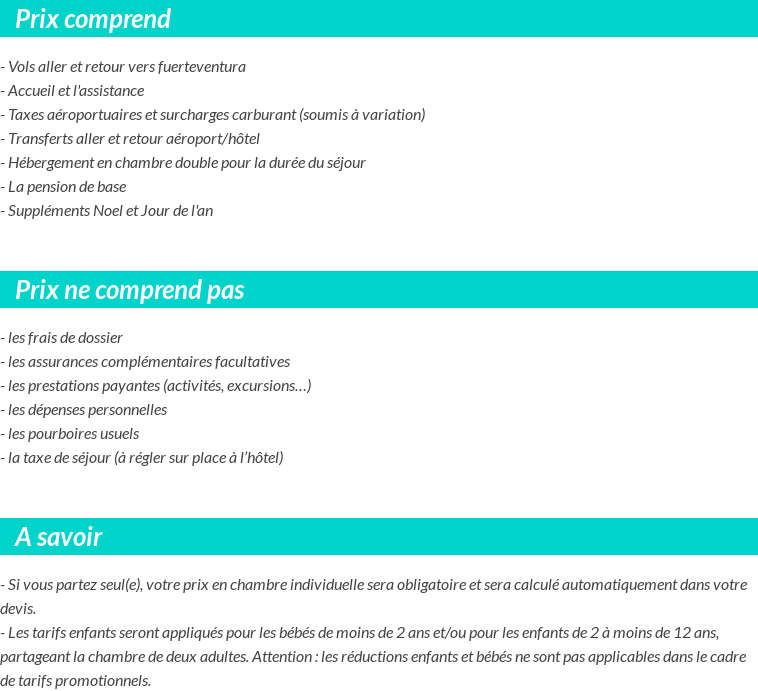 Conditions tarifaires