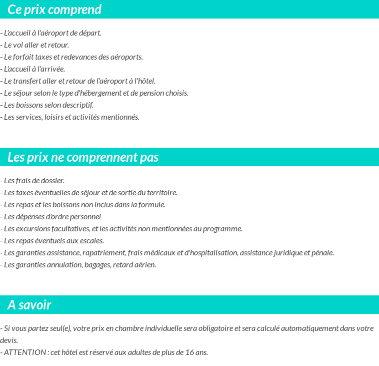 Conditions tarifaires