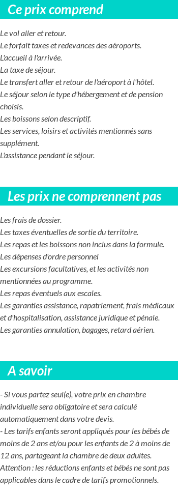 Conditions tarifaires