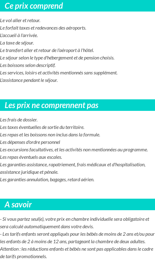 Conditions tarifaires