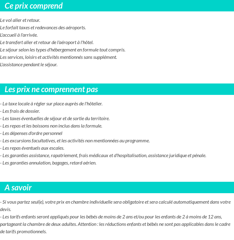 Conditions tarifaires