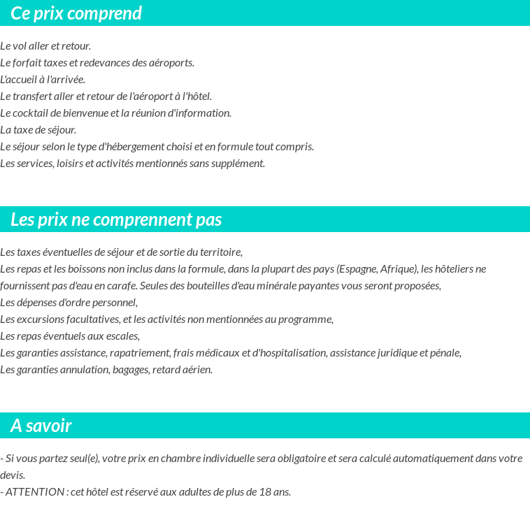 Conditions tarifaires