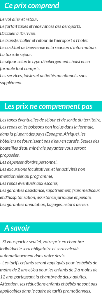 Conditions tarifaires