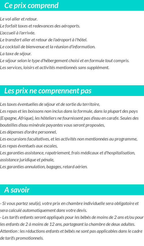 Conditions tarifaires