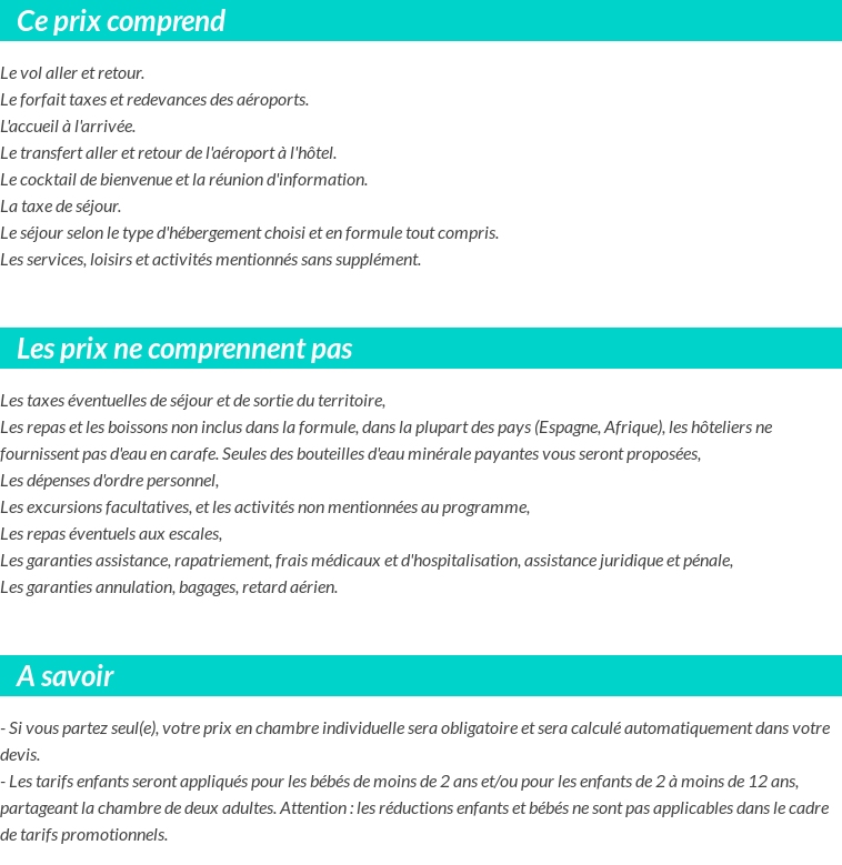 Conditions tarifaires