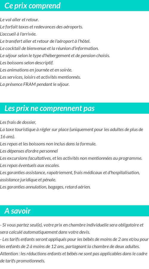 Conditions tarifaires