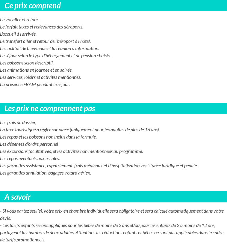 Conditions tarifaires