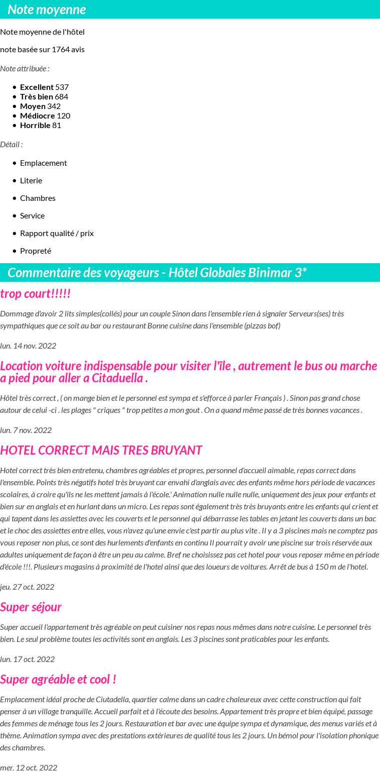 Avis clients