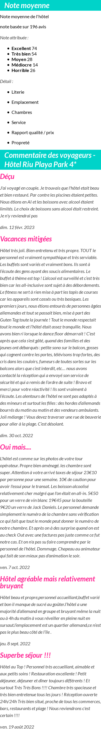 Avis clients