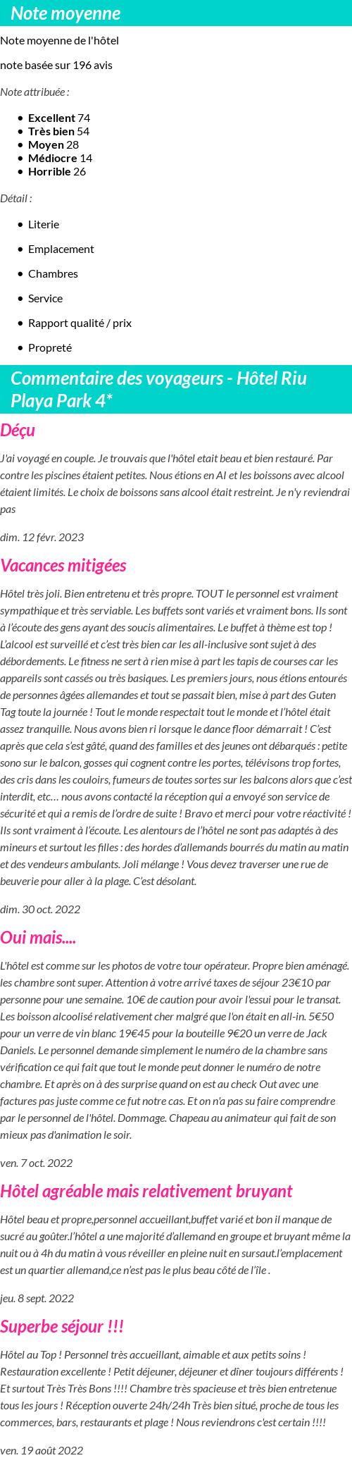 Avis clients