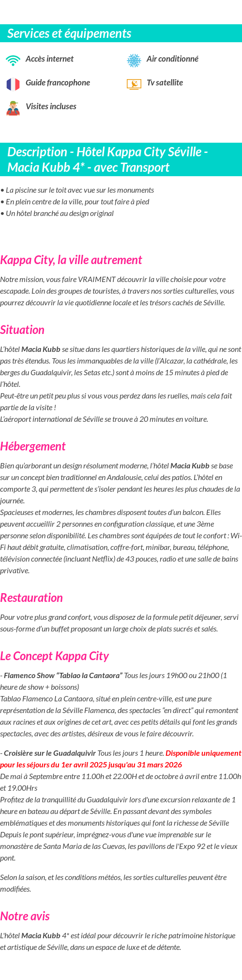 Détails du séjour