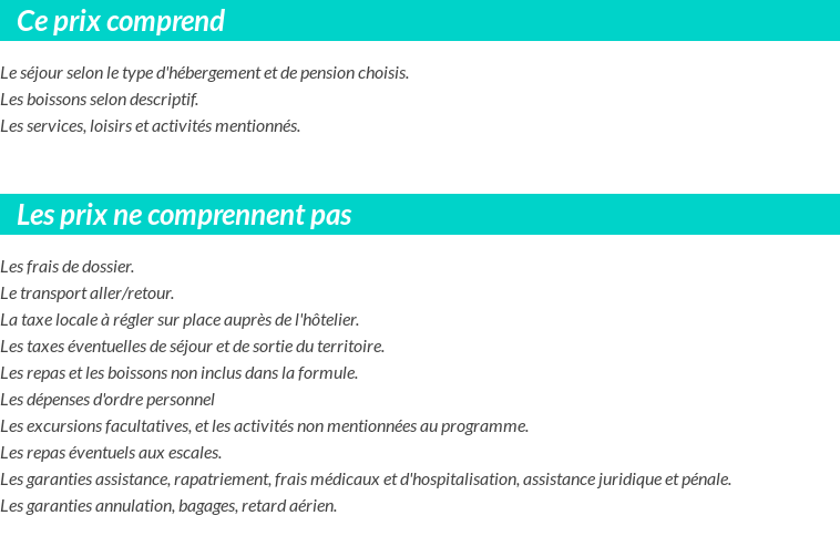 Conditions tarifaires