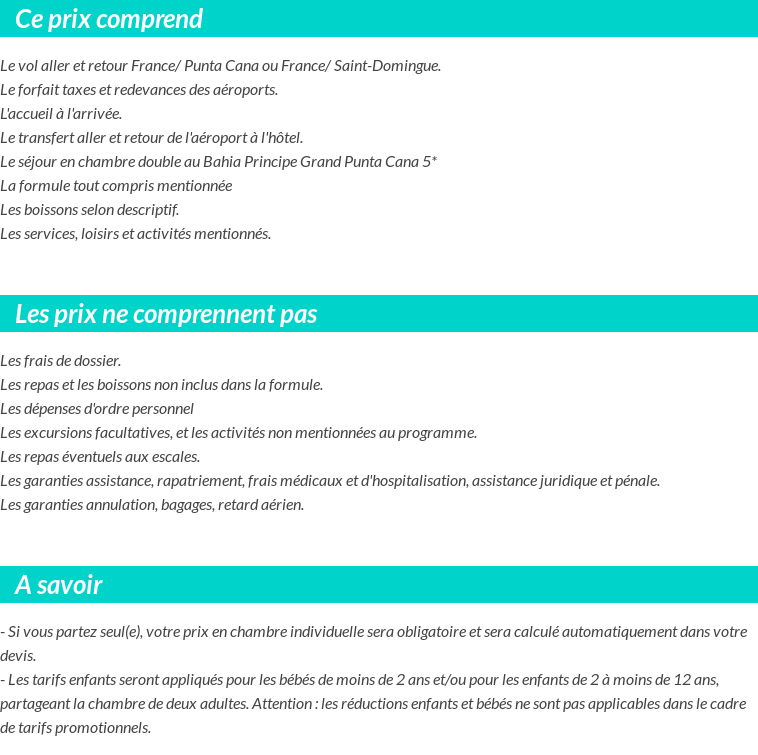 Conditions tarifaires