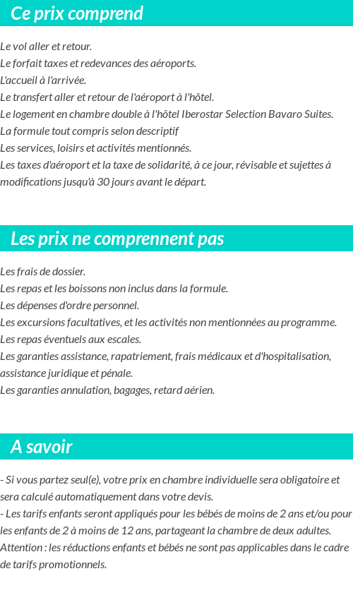 Conditions tarifaires