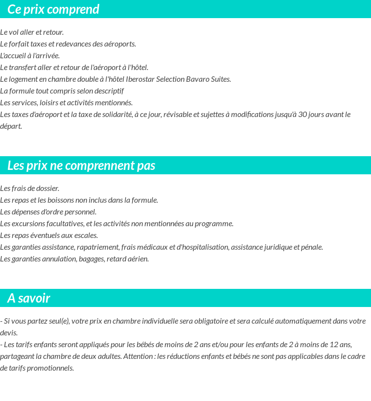 Conditions tarifaires