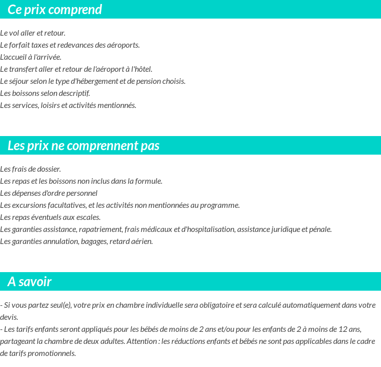 Conditions tarifaires