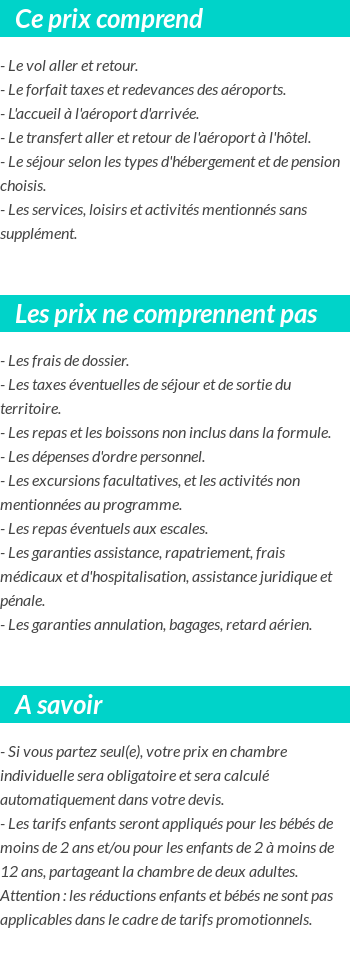 Conditions tarifaires