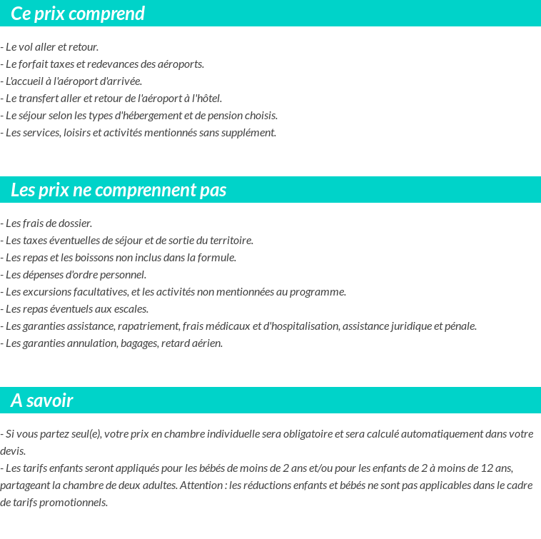 Conditions tarifaires