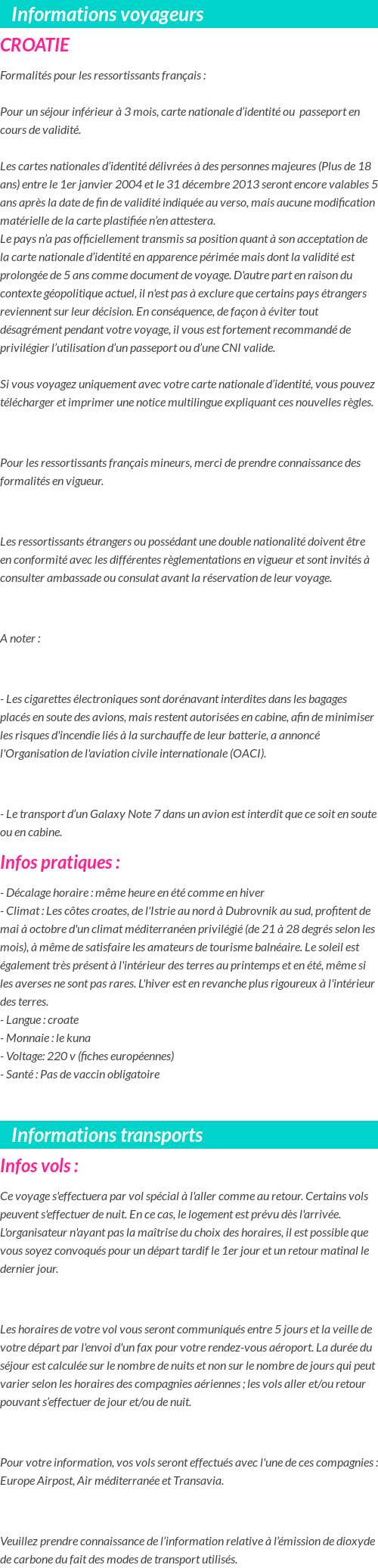 Formalités et infos voyageurs