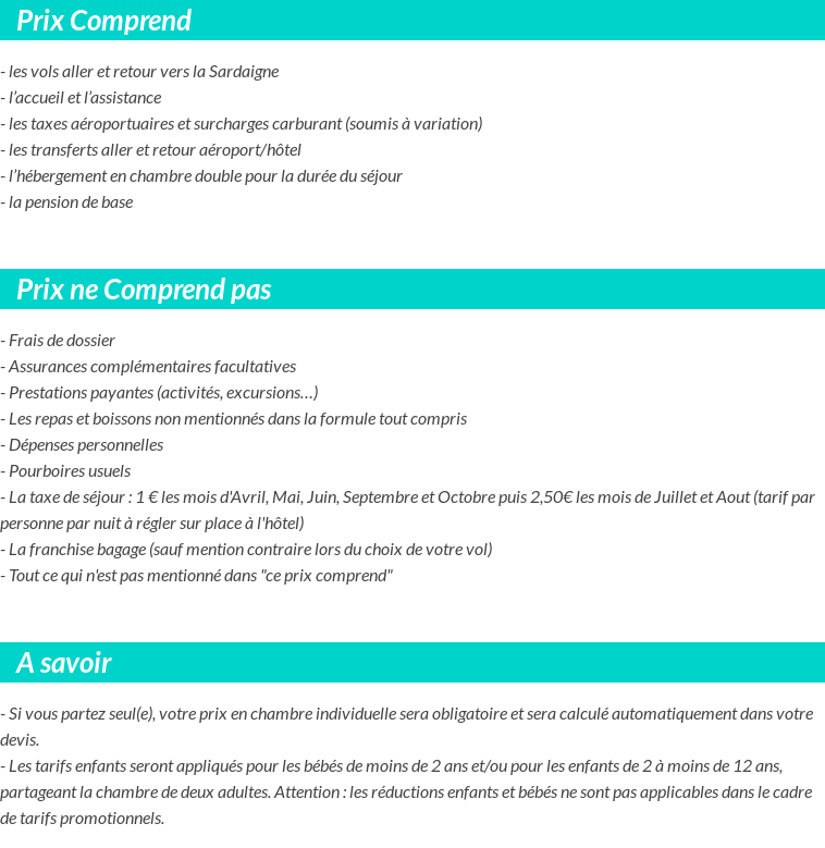 Conditions tarifaires