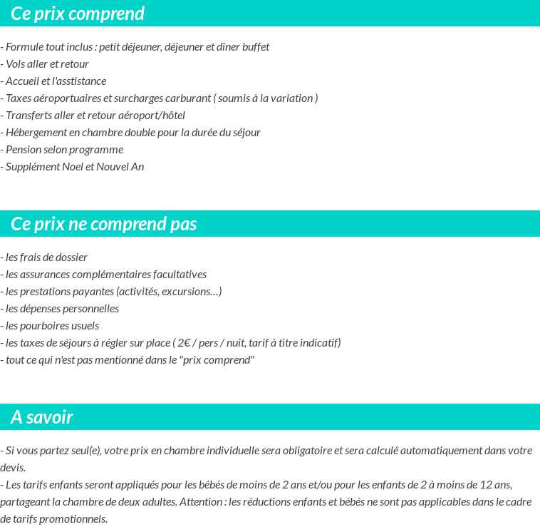 Conditions tarifaires