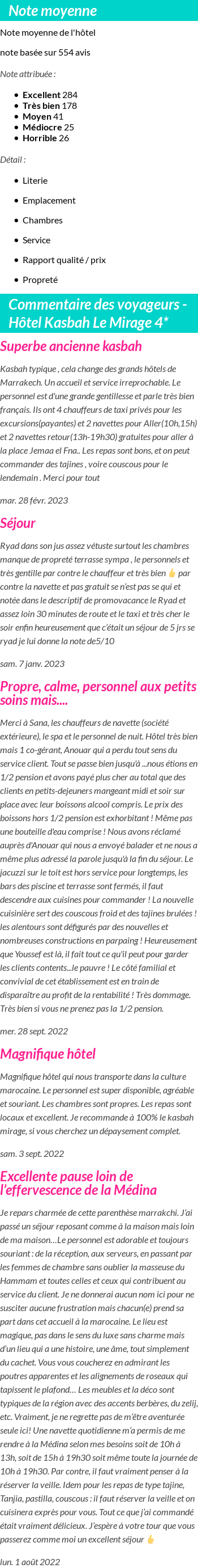 Avis clients