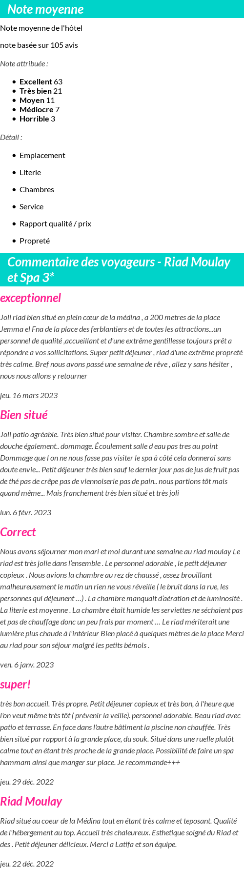 Avis clients