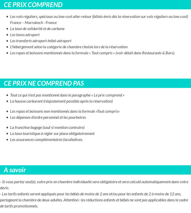 Conditions tarifaires