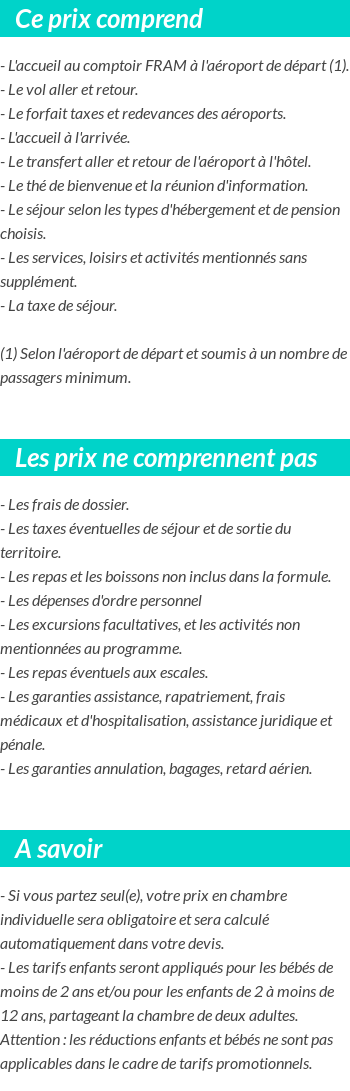 Conditions tarifaires