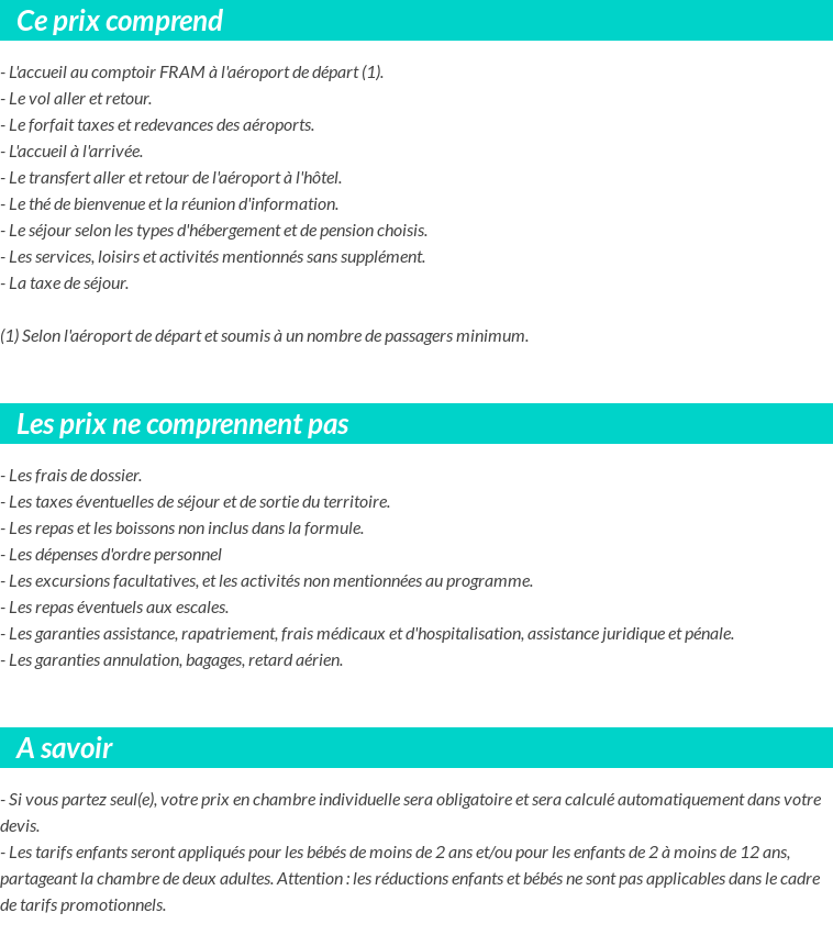 Conditions tarifaires