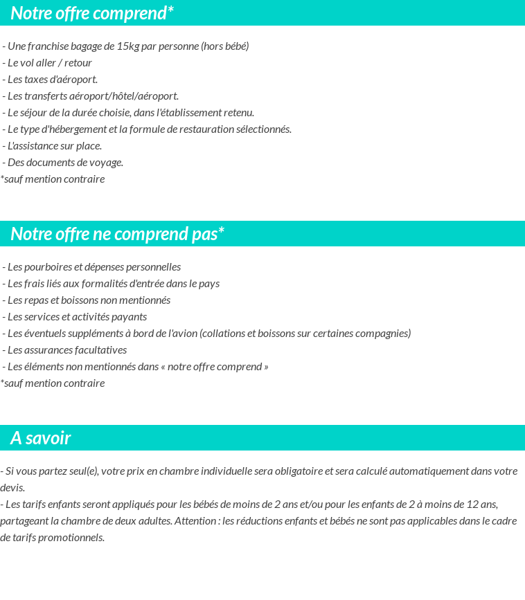 Conditions tarifaires