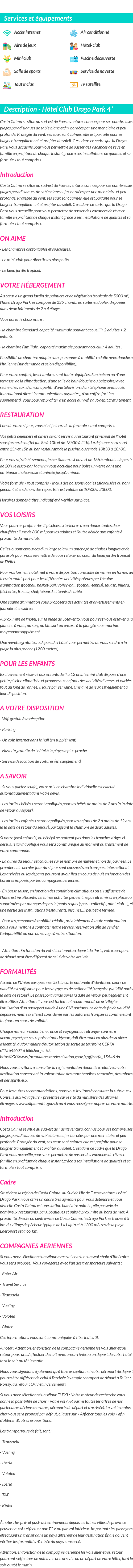 Détails du séjour