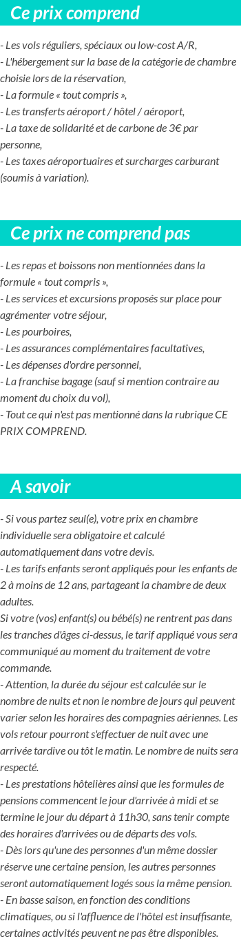 Conditions tarifaires
