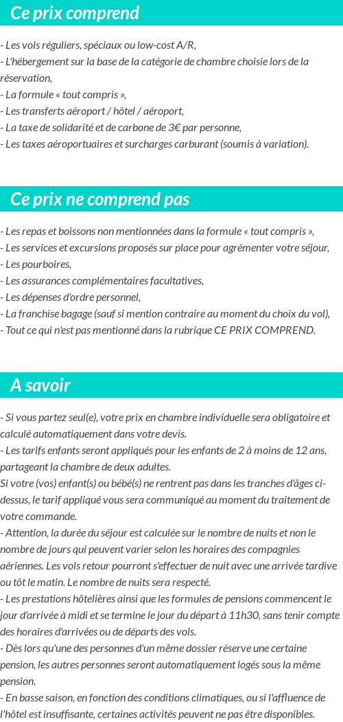 Conditions tarifaires